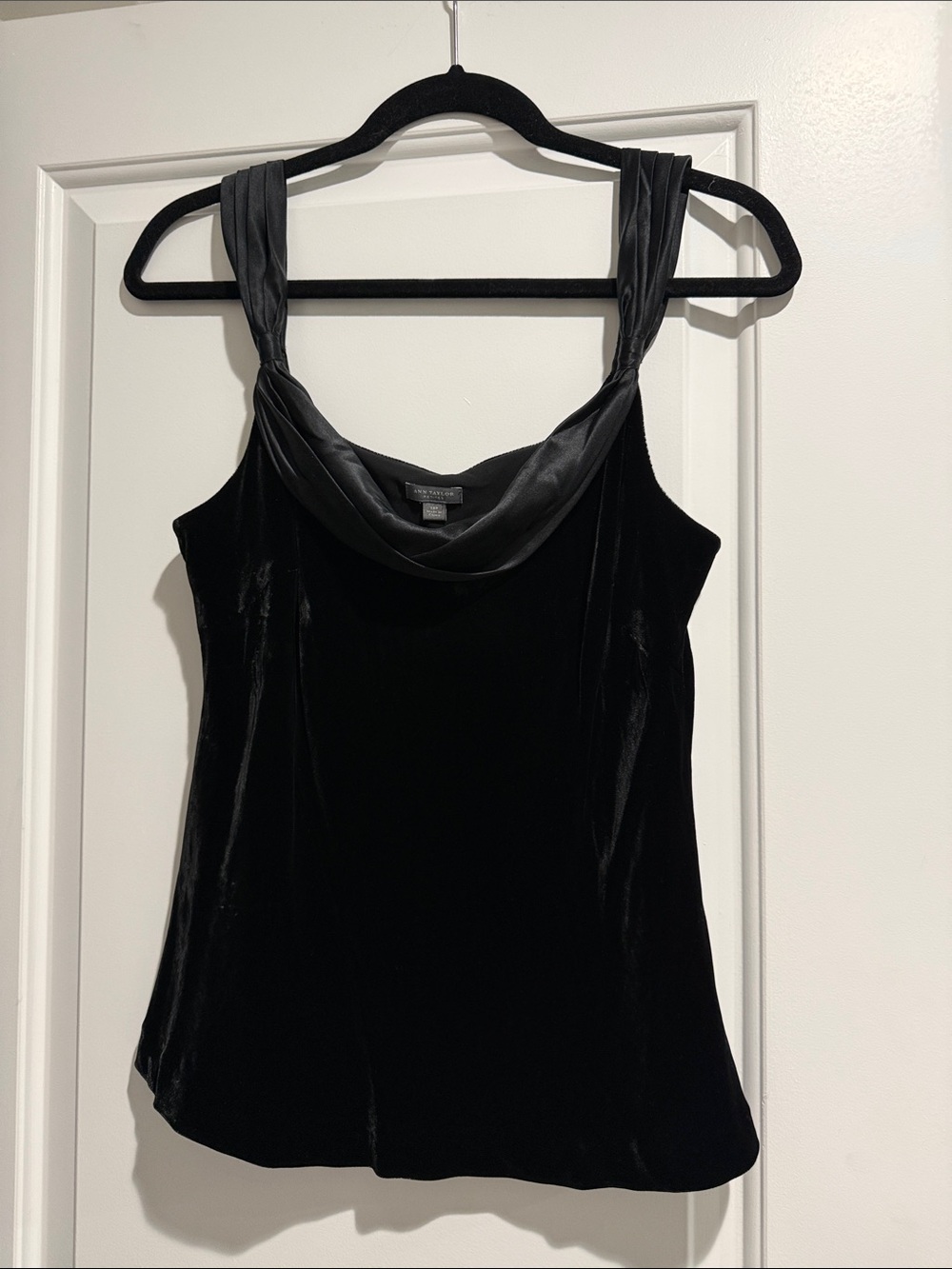 Ann Taylor Black Velvet Cowl Neck Women's Tank Top